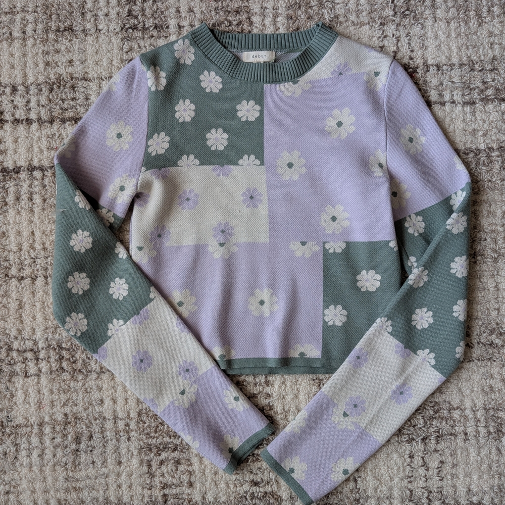 Debut Green and Lavender Knit Top